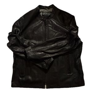 Overland Leather Men’s Black Full Zip Jacket Coat XL Genuine Leather